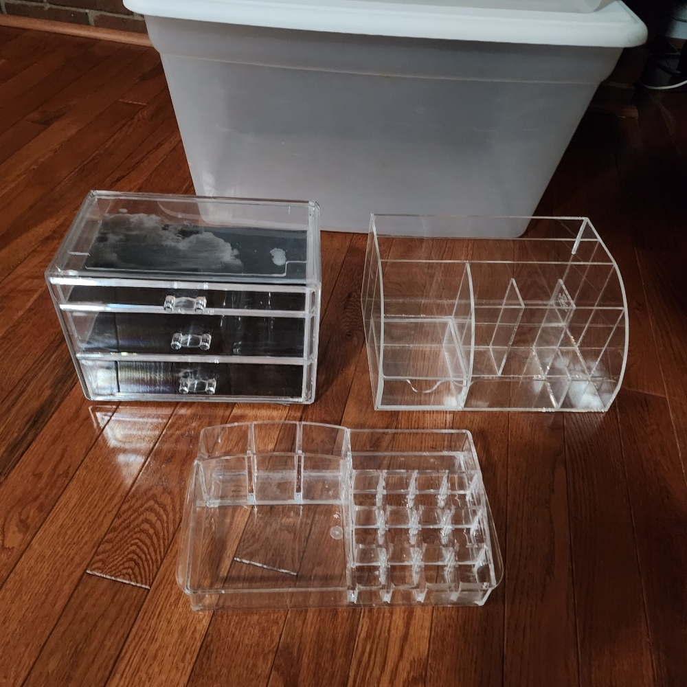 Clear Acrylic Storage Organizer Set Makeup Cosmetics Jewelry Accessories